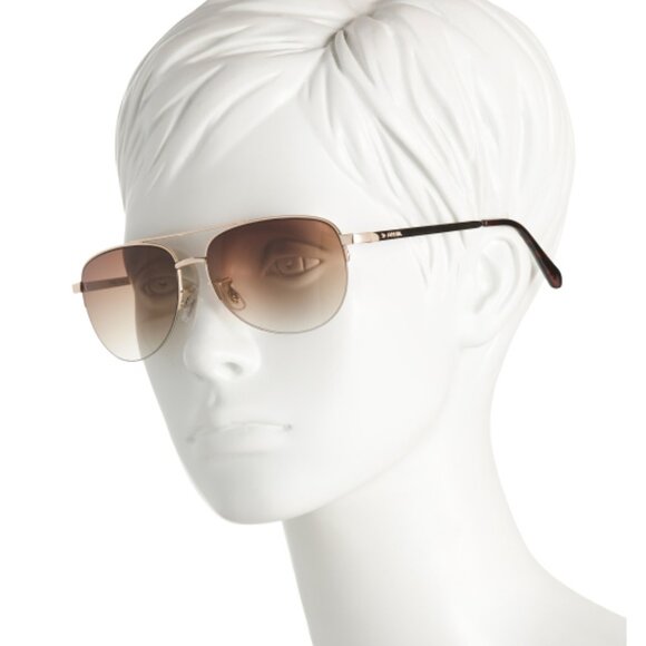 NEW FOSSIL 60mm Aviator Sunglasses gold 161mn - Picture 2 of 2